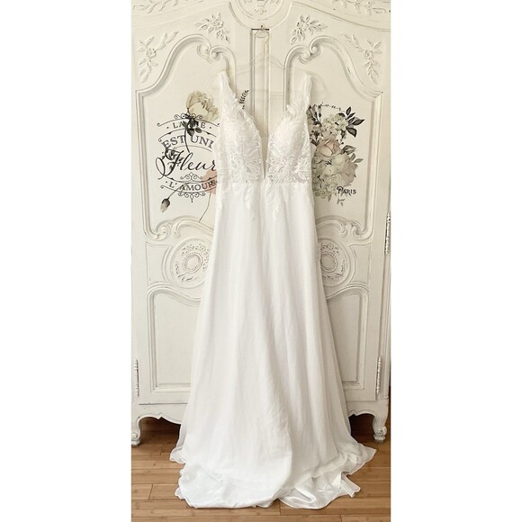 Lulus Forever Promised Dress XL White Wedding Chiffon Sequin Embroidered NWT - Picture 5 of 12